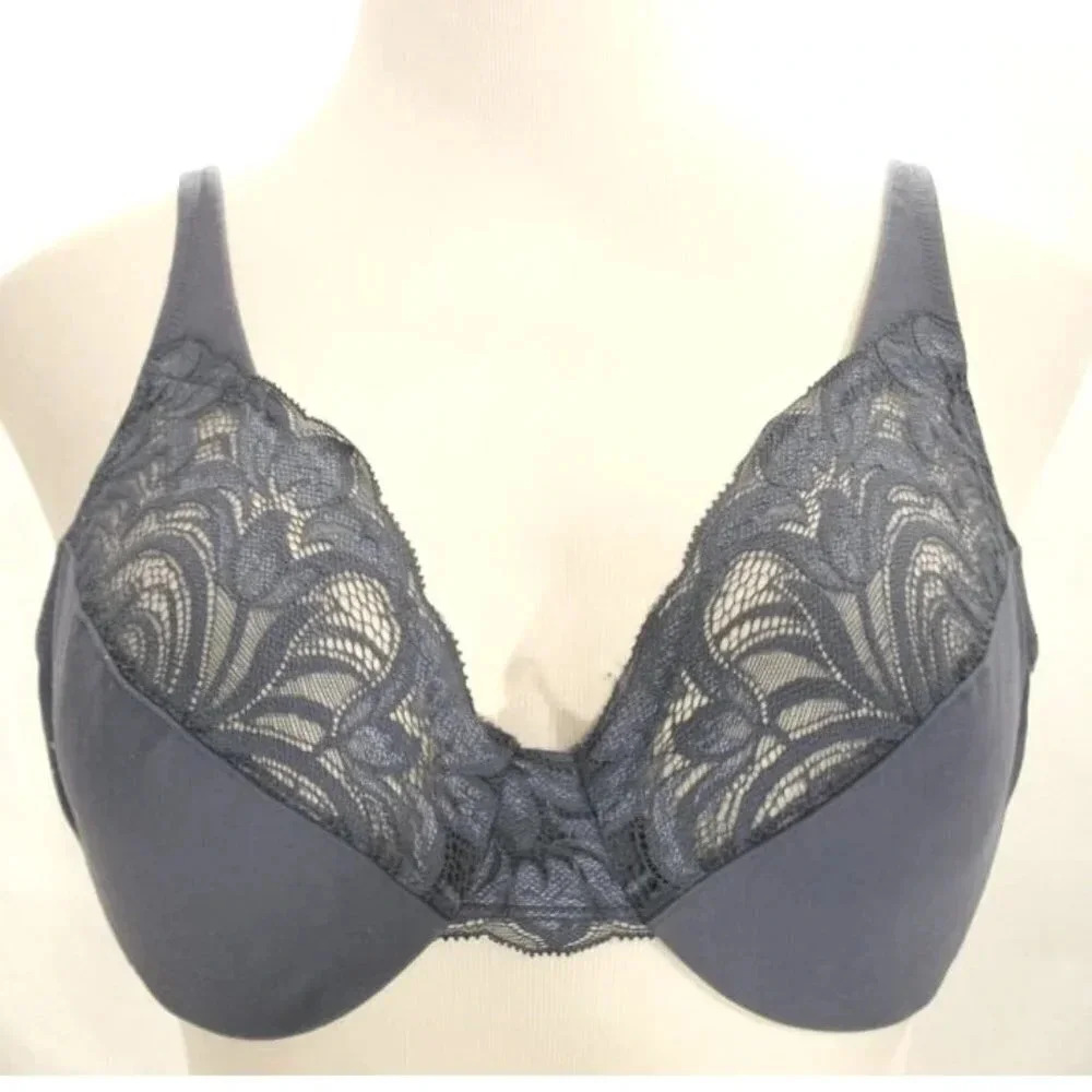 36d Gilligan O'malley Unlined Lace Underwire Bra Blue Pre-Owned Condition Adju